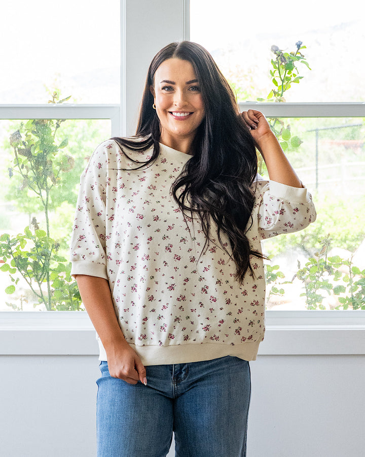 NEW! Tessa Floral Knit Top - Ivory Multi