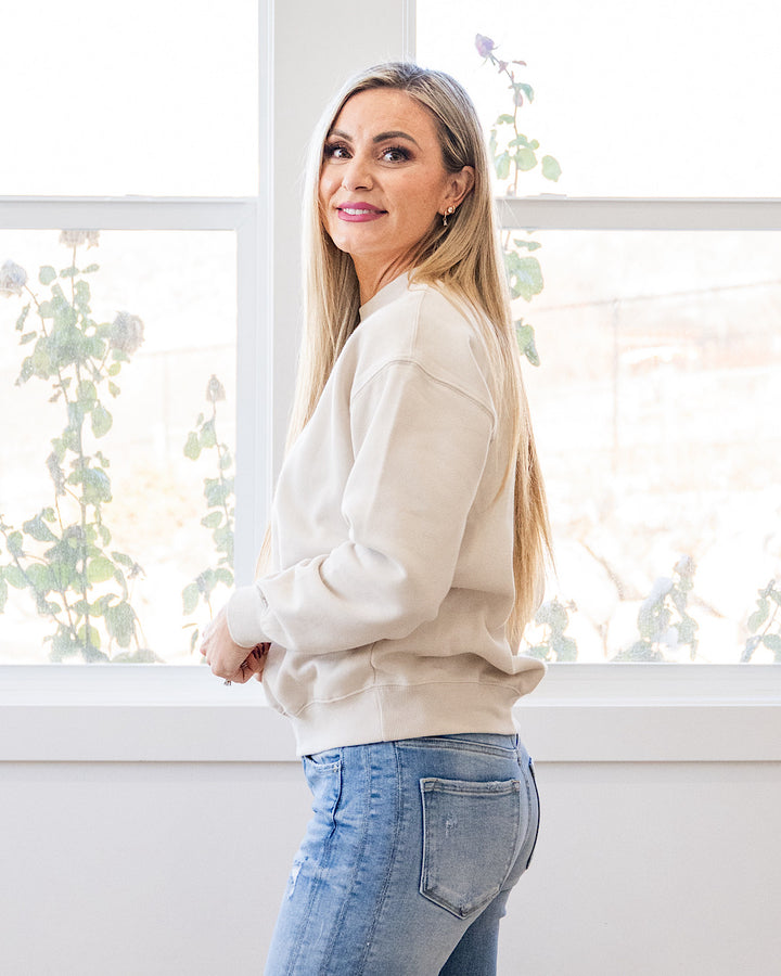 The Go To Fleece Crewneck Sweatshirt - Beige Reflex