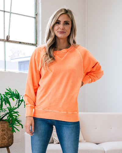 Girlfriend Crewneck Sweatshirt - Light Orange  Zenana   