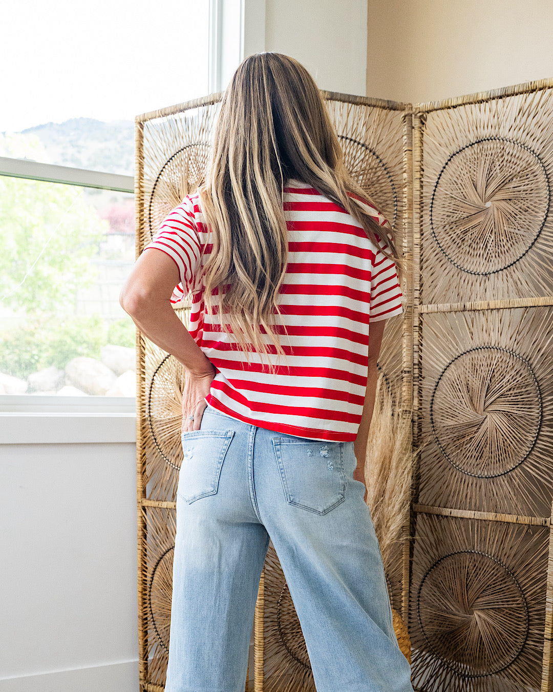 Carmen Striped Top - Cherry Wishlist