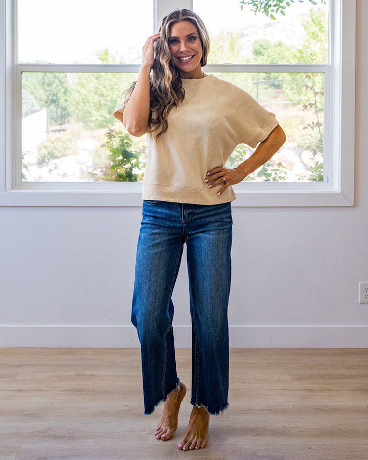 NEW! Malia Corded Banded Bottom Top - Cream