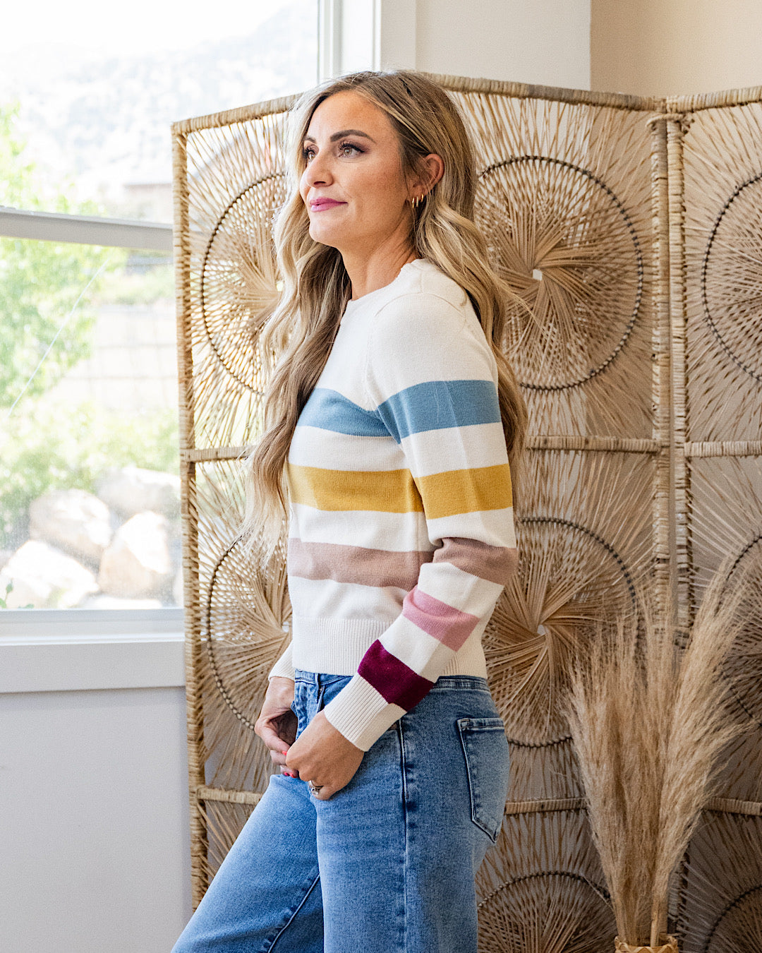 NEW! Fall in Love Striped Sweater - Teal Multi Be Cool