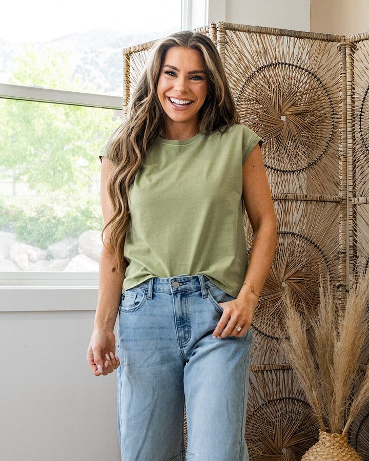 Rose Cap Sleeve Top - Grass Be Cool