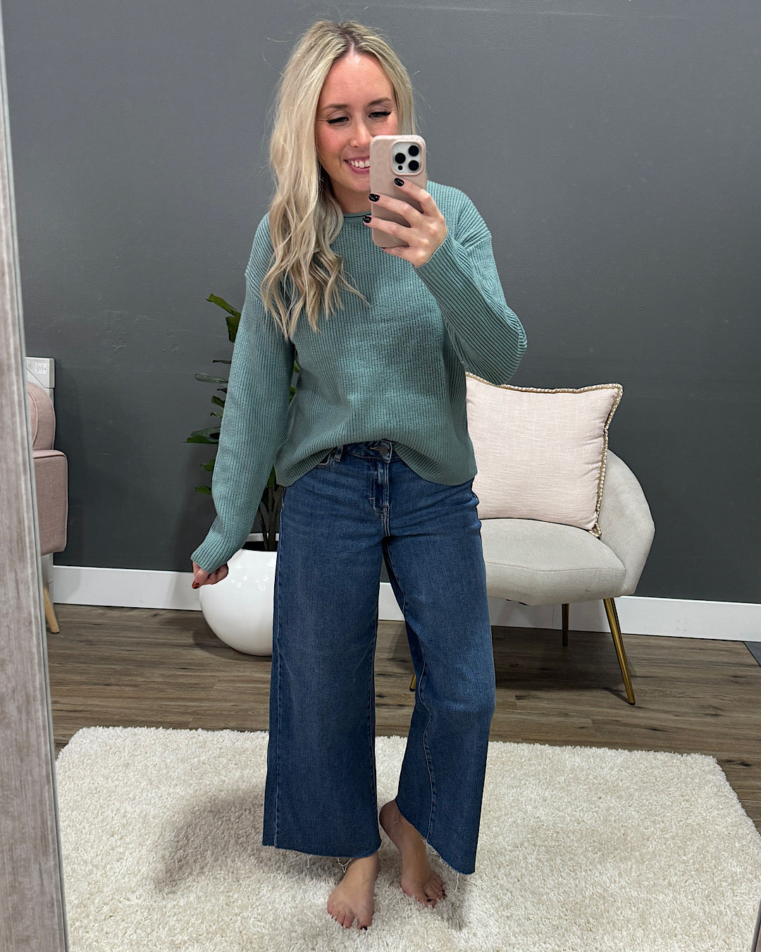 End Game Ribbed Knit Sweater - Teal Green FINAL SALE Be Cool