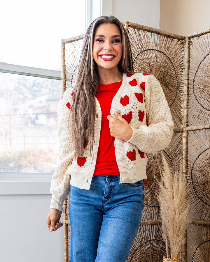 Lover Cardigan - Red Hearts FINAL SALE Bibi