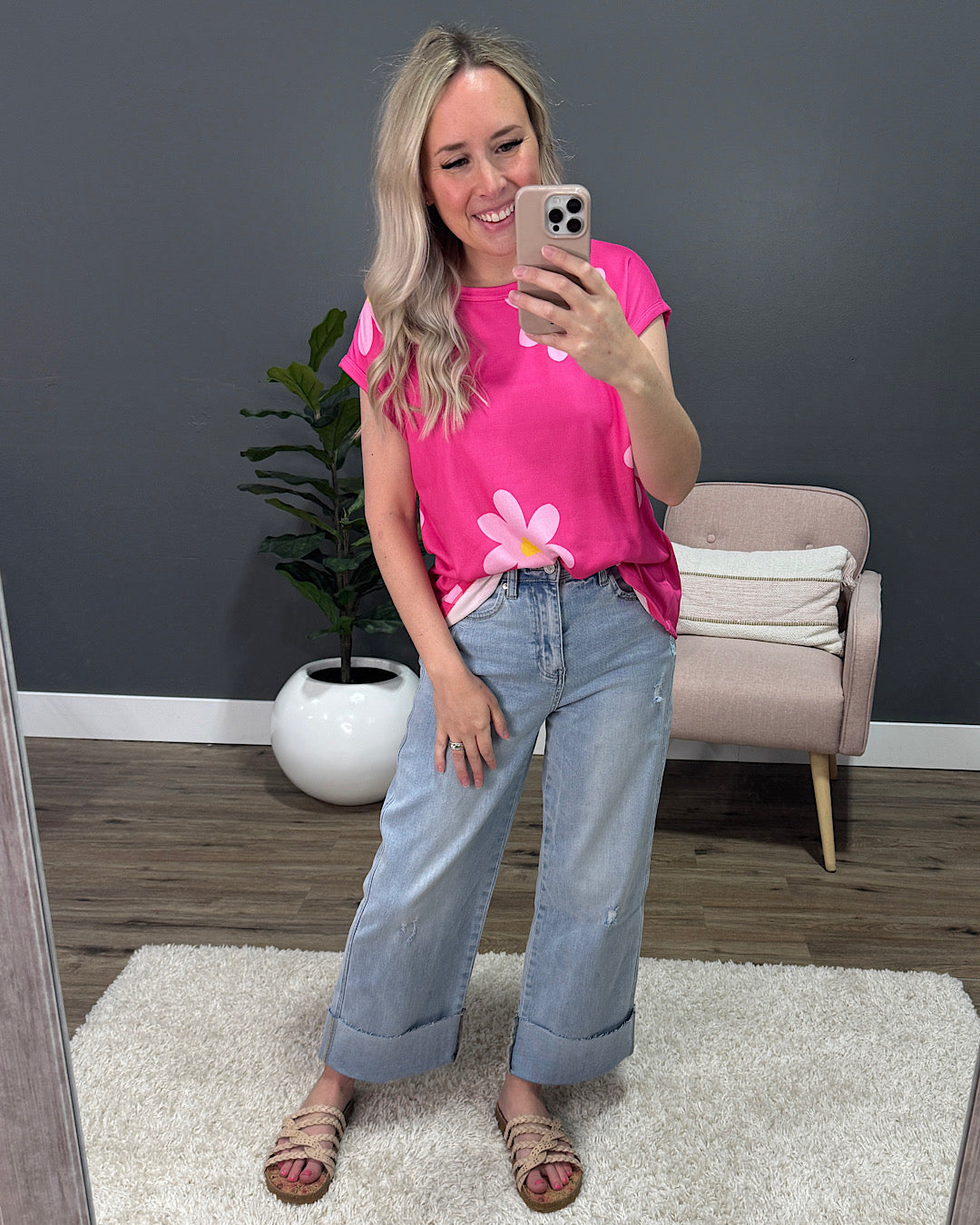 Becca Daisy Cap Sleeve Top - Fuchsia 7th Ray
