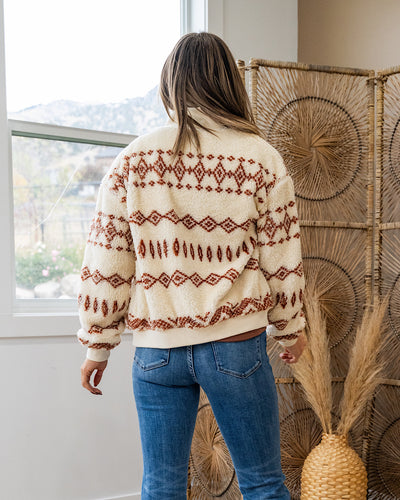 NEW! Octavia Aztec Fleece Jacket - White Smoke  Thread & Supply   