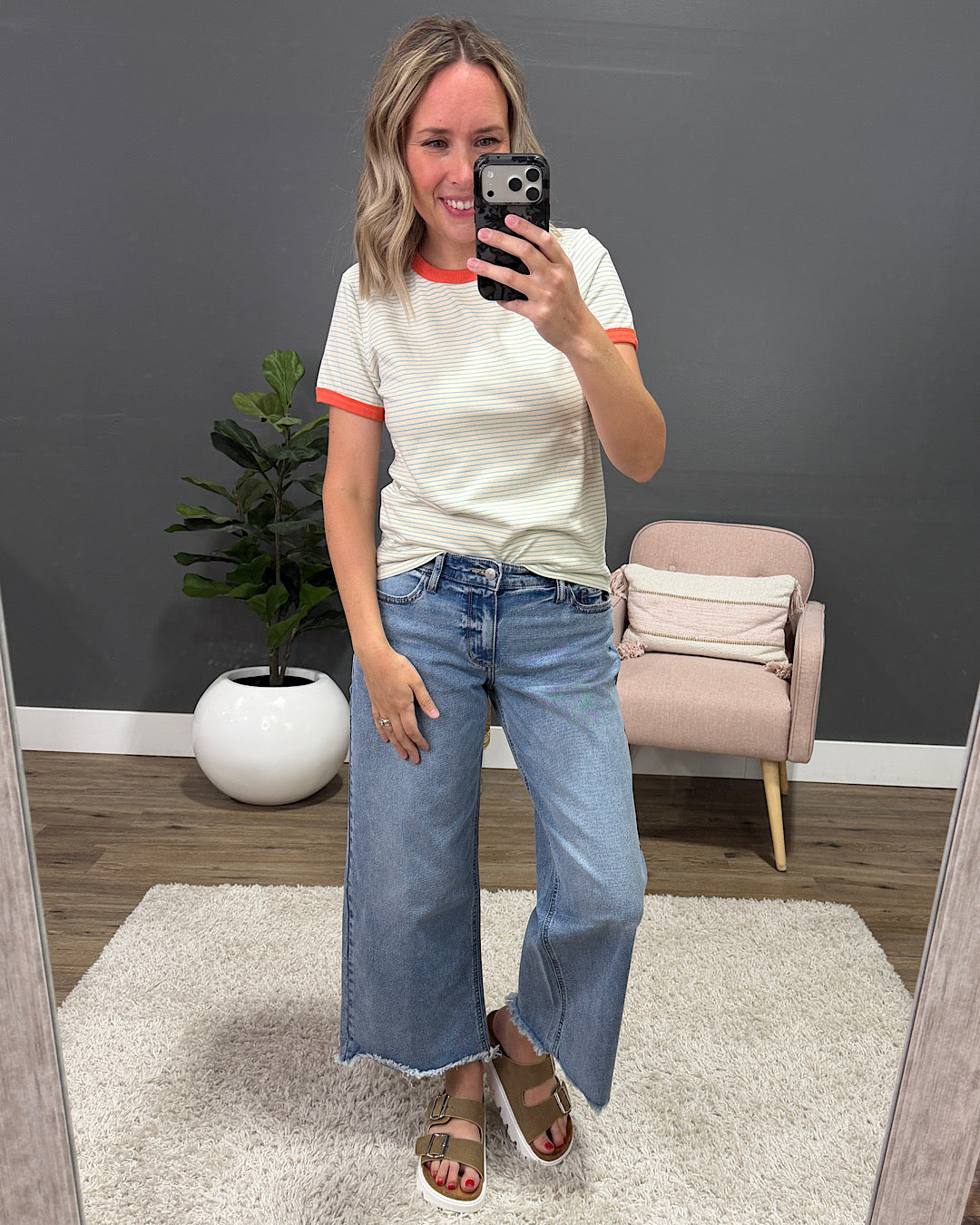 NEW! Alexis Striped Knit Top - Cream & Sky