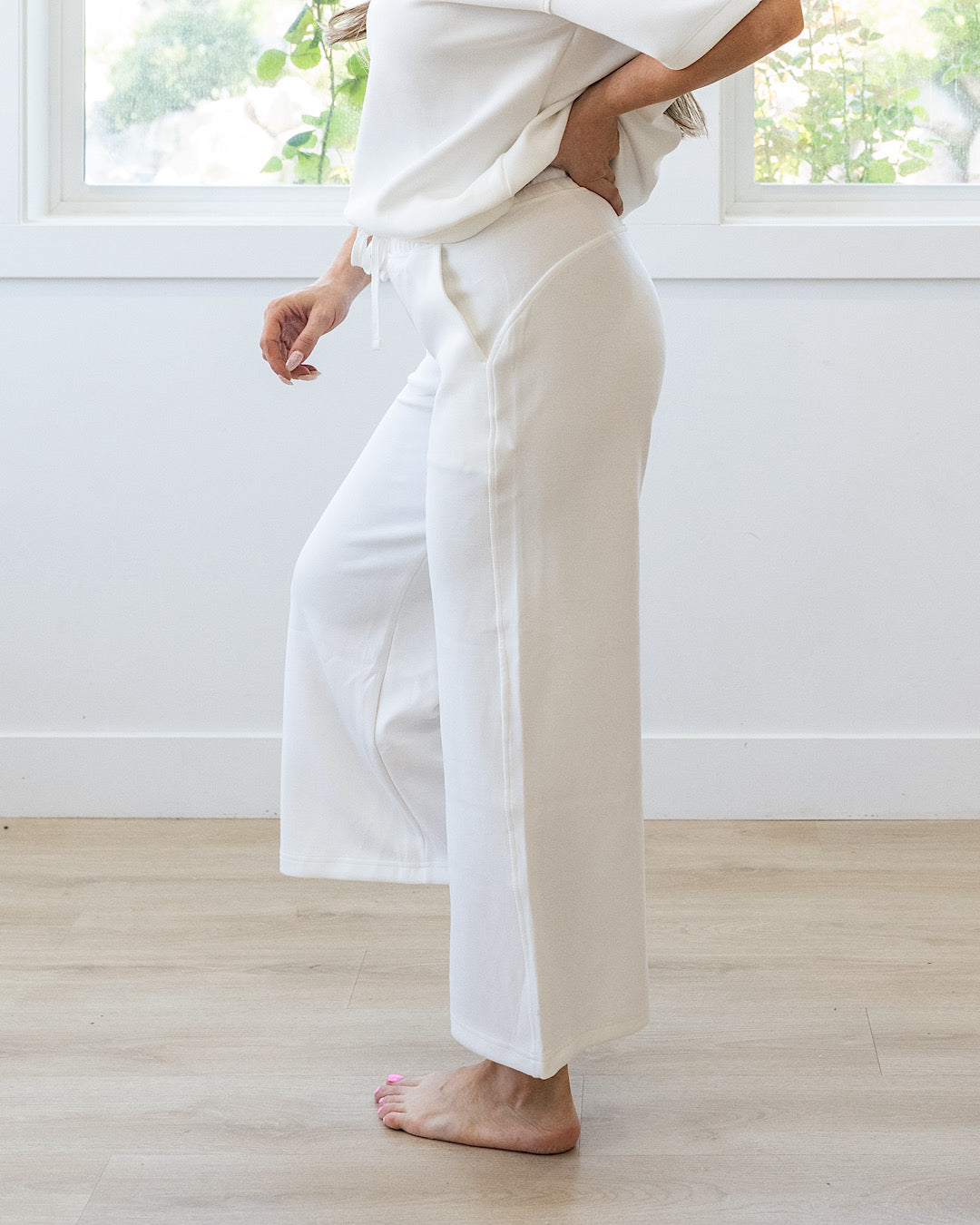 NEW! Kendall Scuba Fabric Wide Leg Pants - Cream