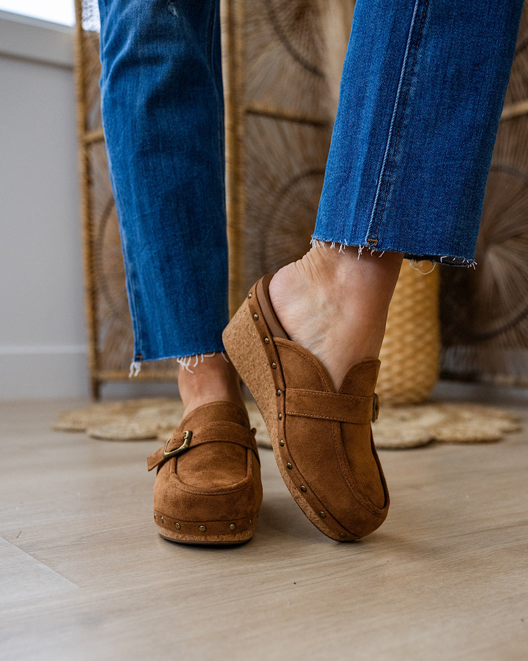 NEW! Corkys Just Precious Faux Suede Wedge Clogs - Tobacco  Corkys Footwear   