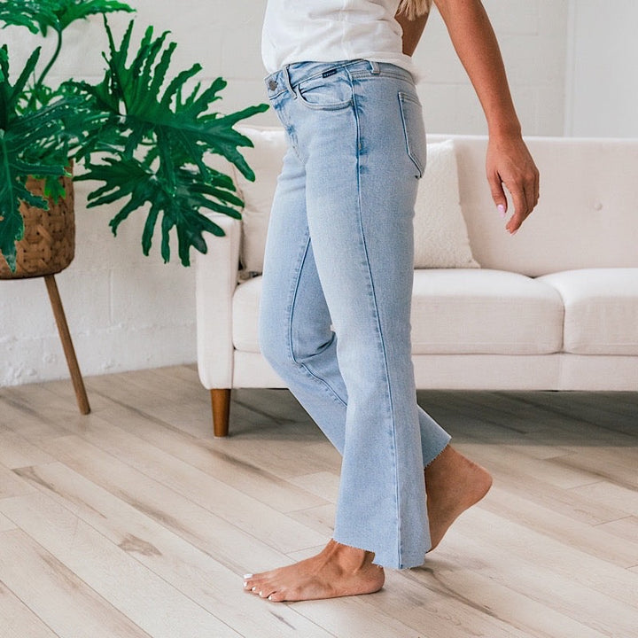 Cello Skipping Town Cut Hem Crop Flare Jeans  Cello   