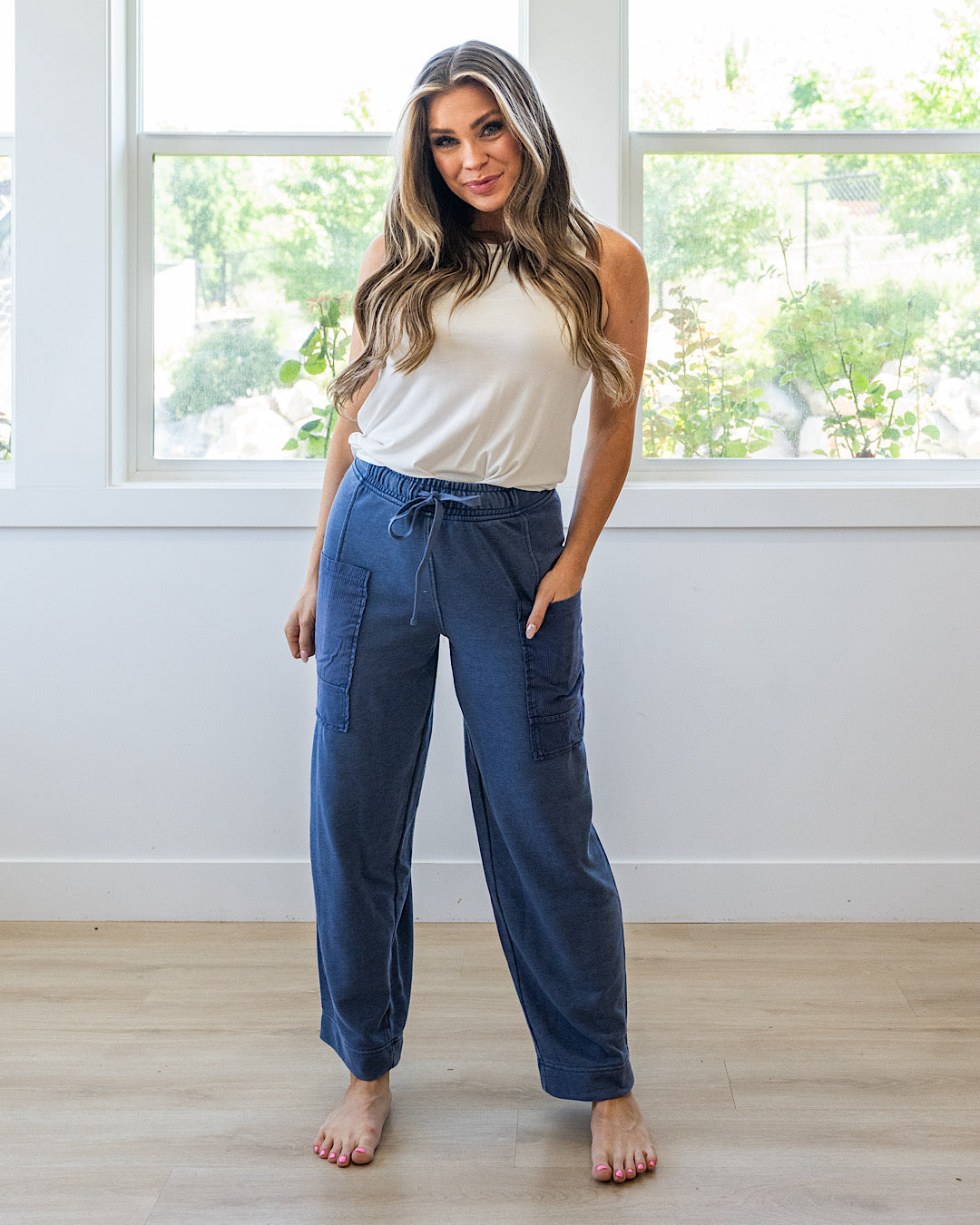 NEW! Rae Mode Terry Comfy Pants - Navy