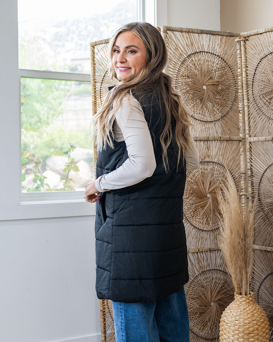 NEW! Harlow Long Vest - Black Michelle Mae