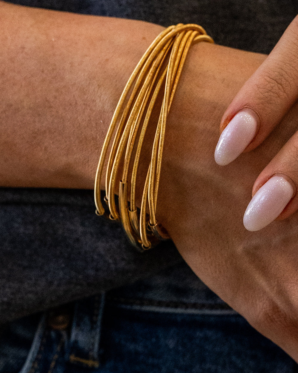 NEW! Guitar String Multi Layer Bracelet with Bead Accent - Gold Trendy Wholesale