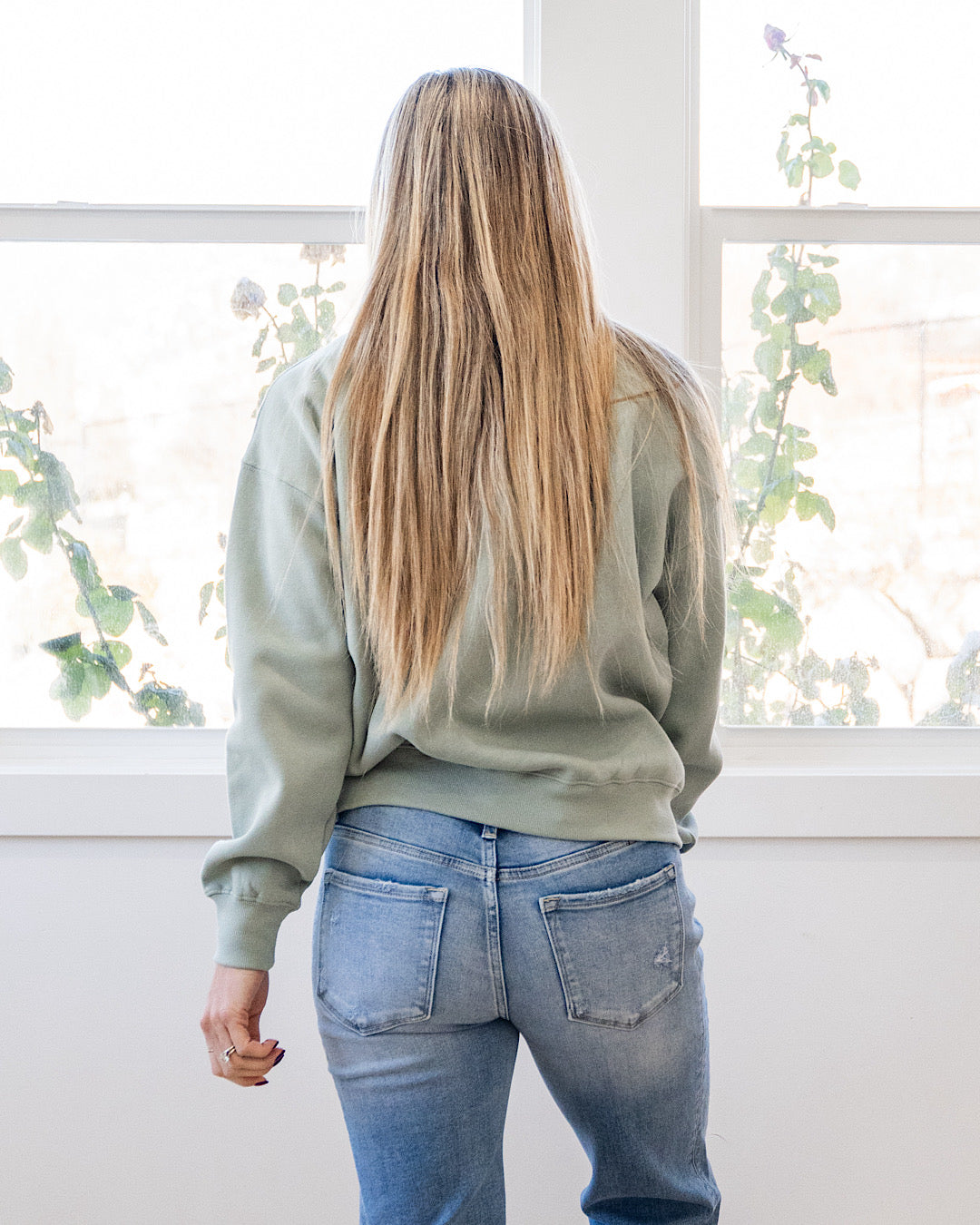 NEW! The Go To Fleece Crewneck Sweatshirt - Basil Reflex