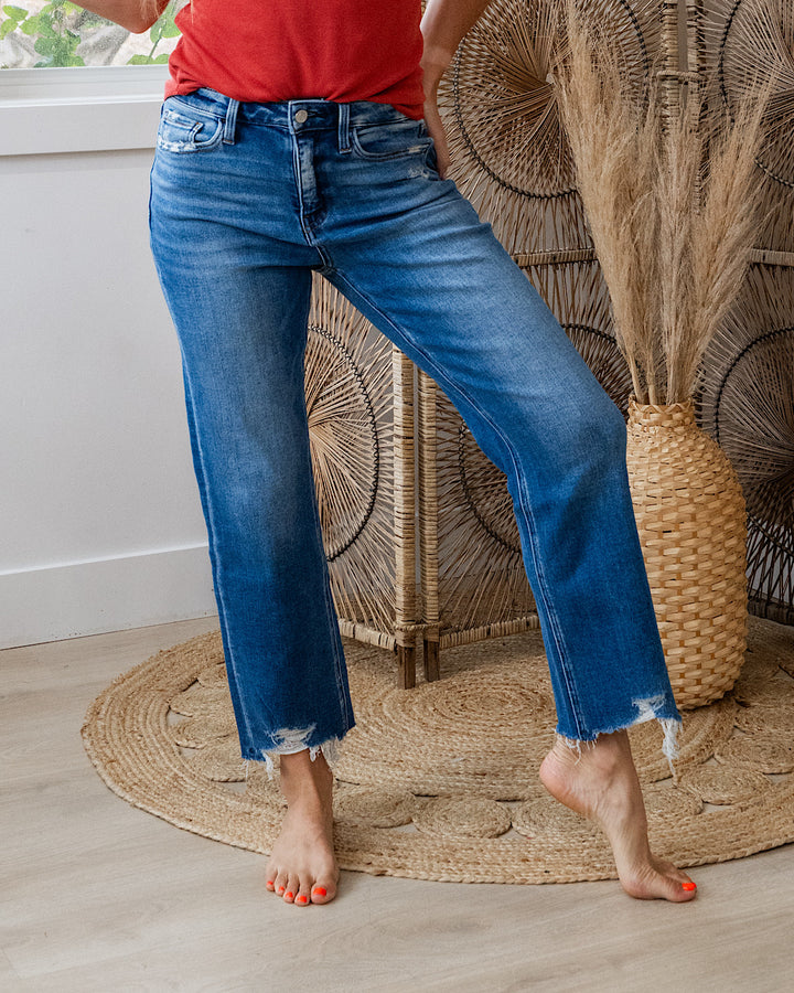 NEW! Lovervet Josie Distressed Hem Straight Jeans