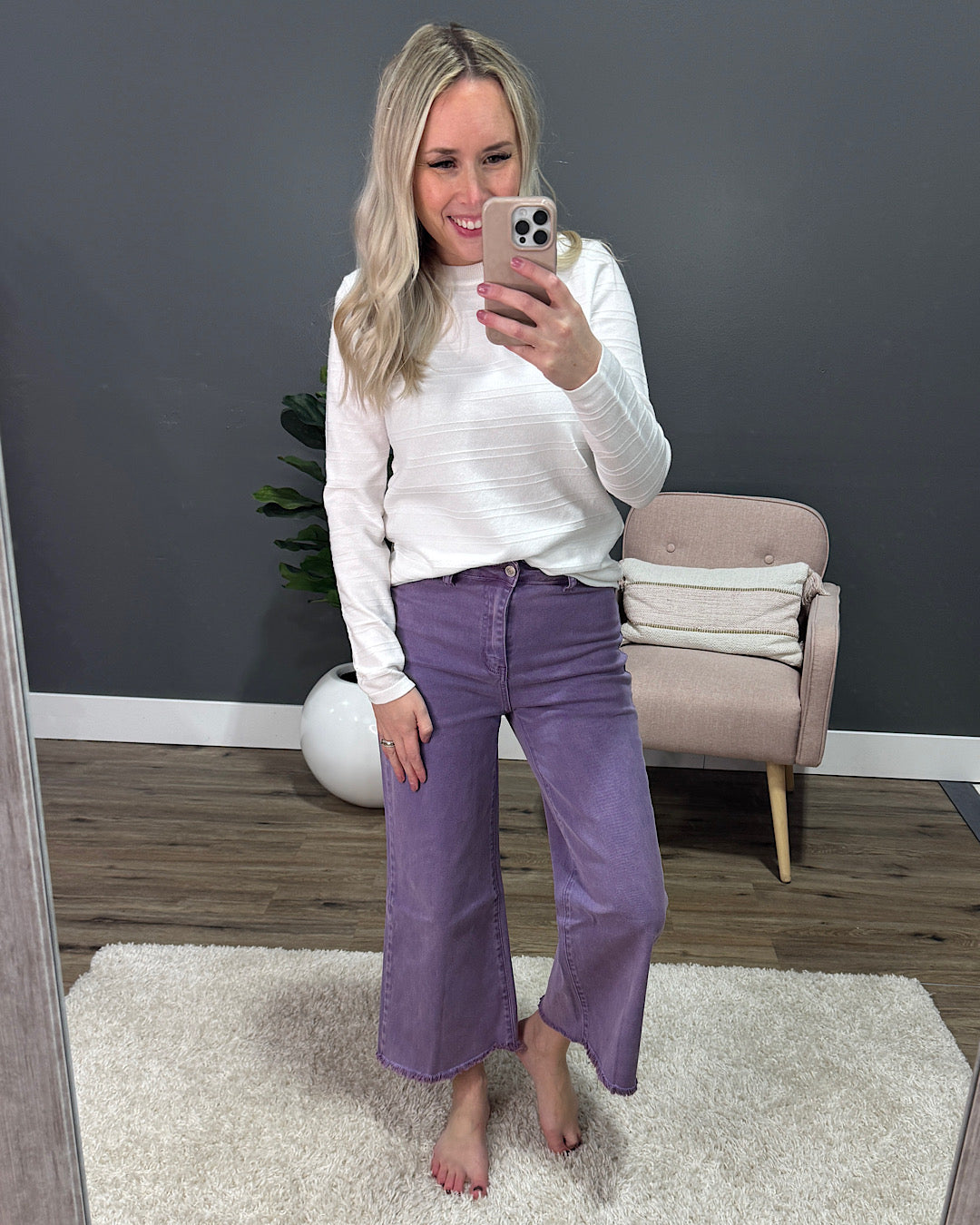 NEW! Mae Wide Leg Cropped Jeans - Blueberry Zenana