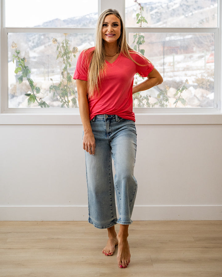 NEW! Sophie V Neck Top - Sun Kissed Coral