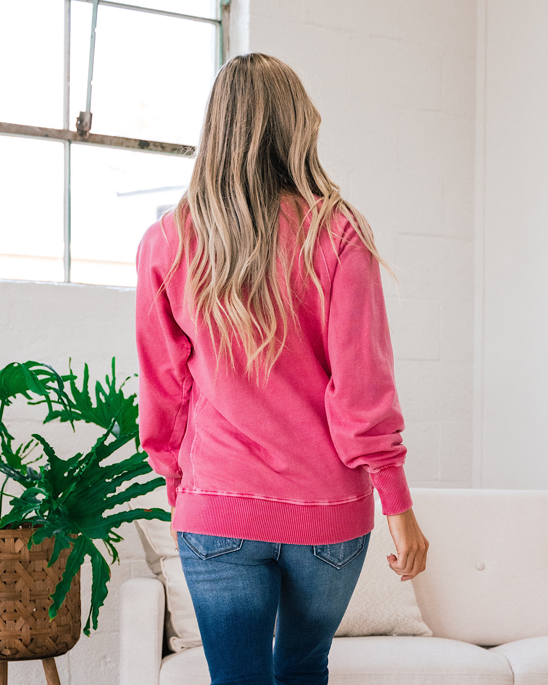 Girlfriend Crewneck Sweatshirt - Fuchsia  Zenana   