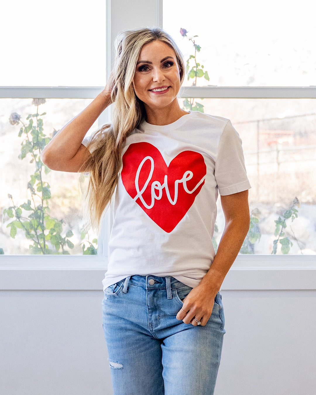 NEW! Love Red Heart White Tee Kissed Apparel