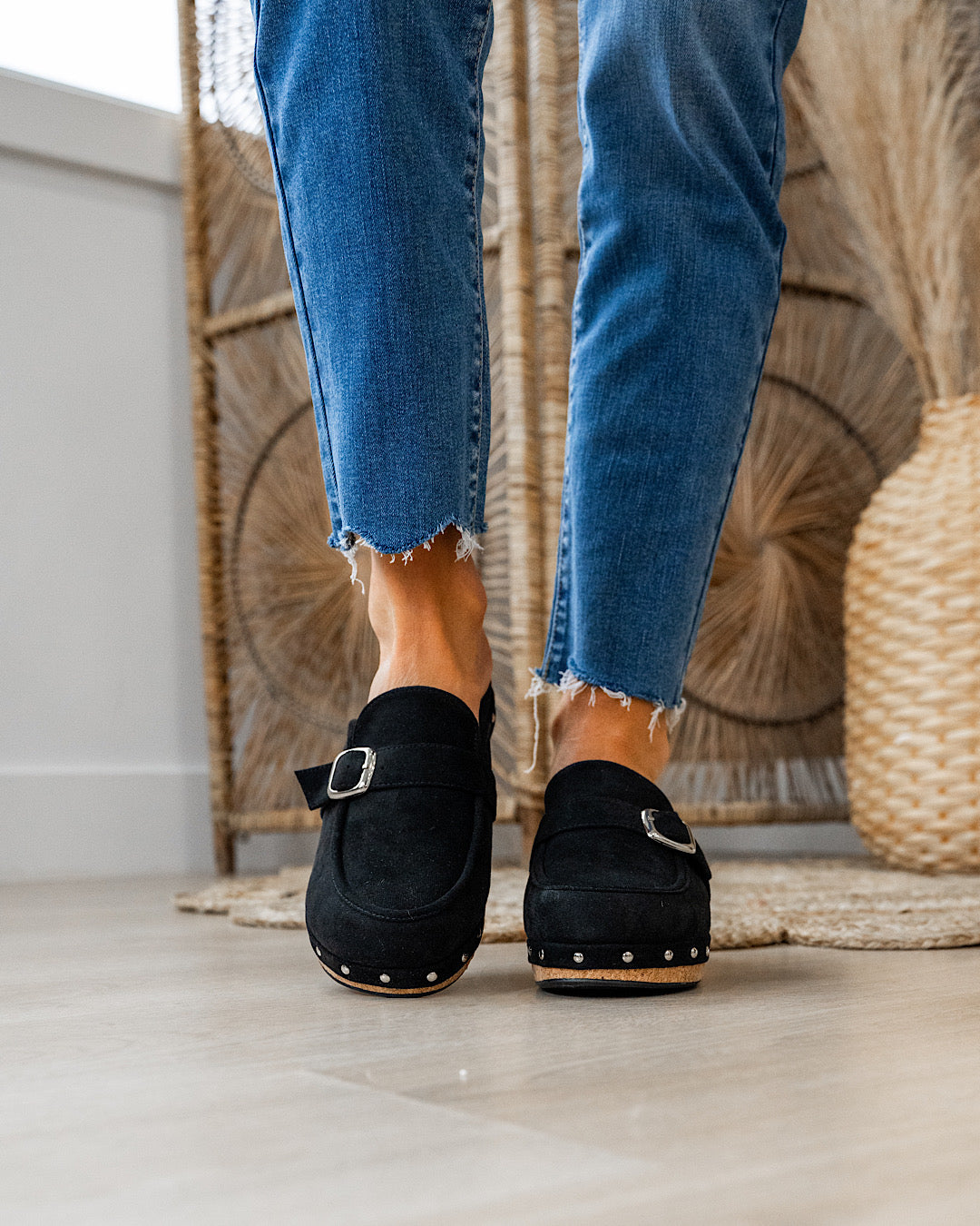 Corkys Just Precious Faux Suede Wedge Clogs - Black Corkys Footwear