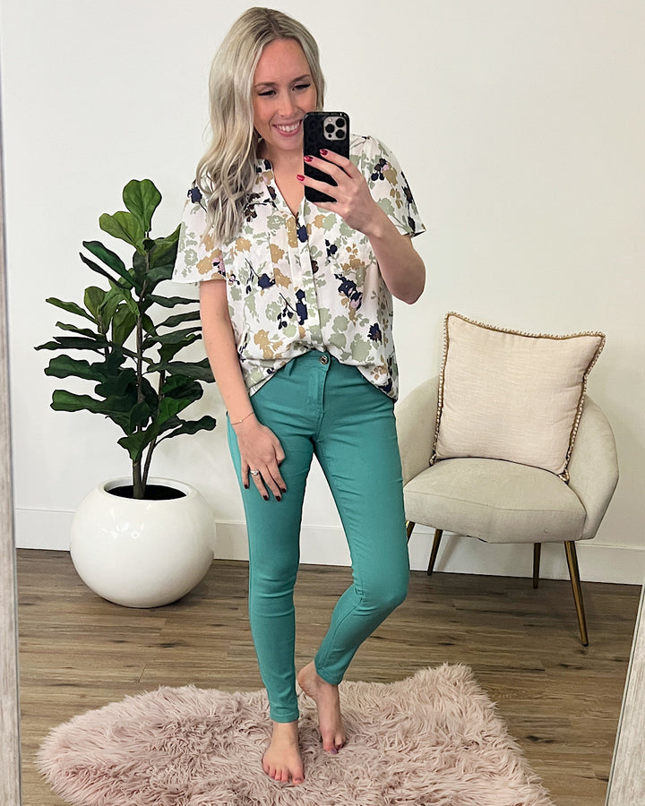 Hyperstretch Skinny Jeans - Sea Green FINAL SALE  YMI   