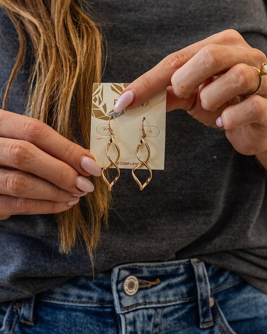 NEW! Spiral Drop Dangle Earrings - Gold Trendy Wholesale