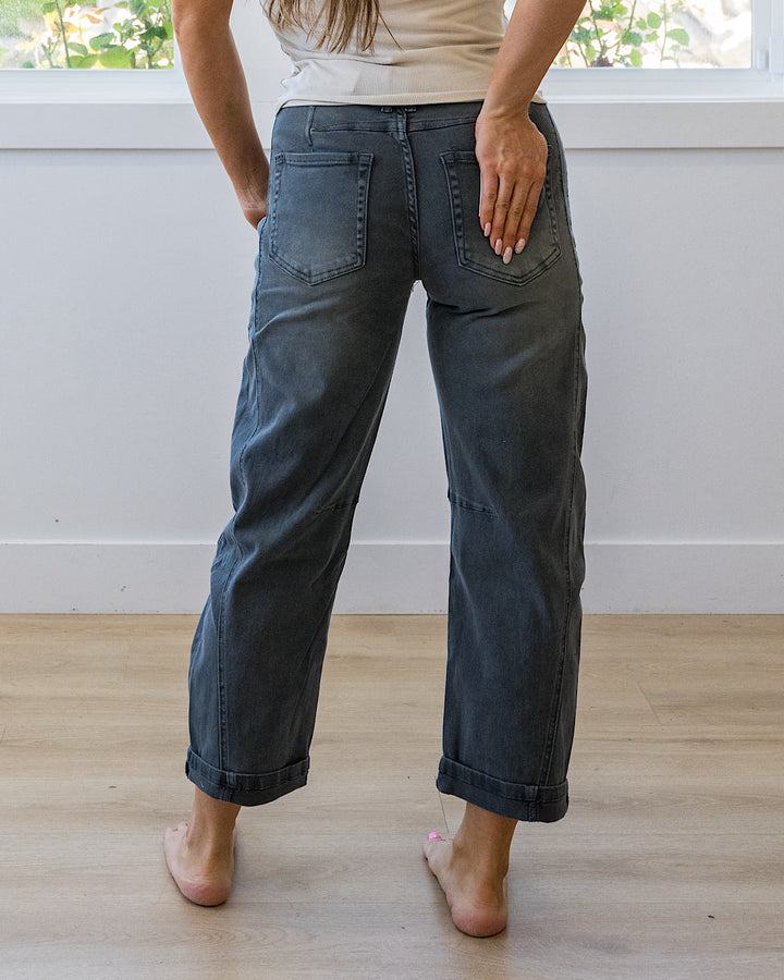 NEW! Alexandra Non Distressed Barrel Jeans - Ash Black