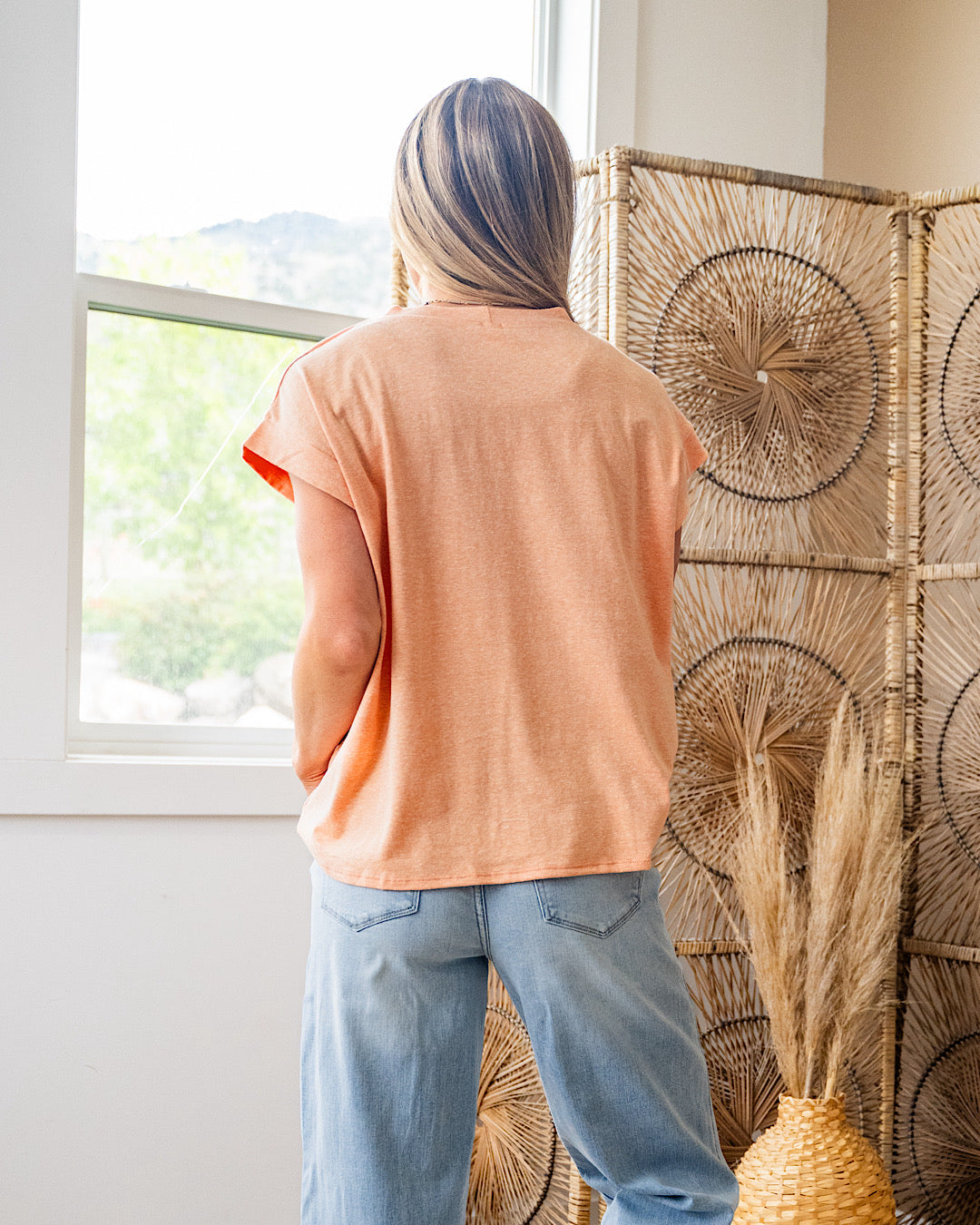 Jana Heathered Cap Sleeve Top - Orange Sew In Love