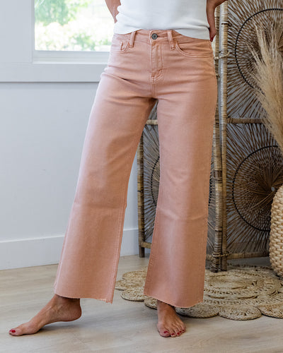 Vervet Skye Wide Leg Non Distressed Crop Jeans - Soft Sand  Vervet   