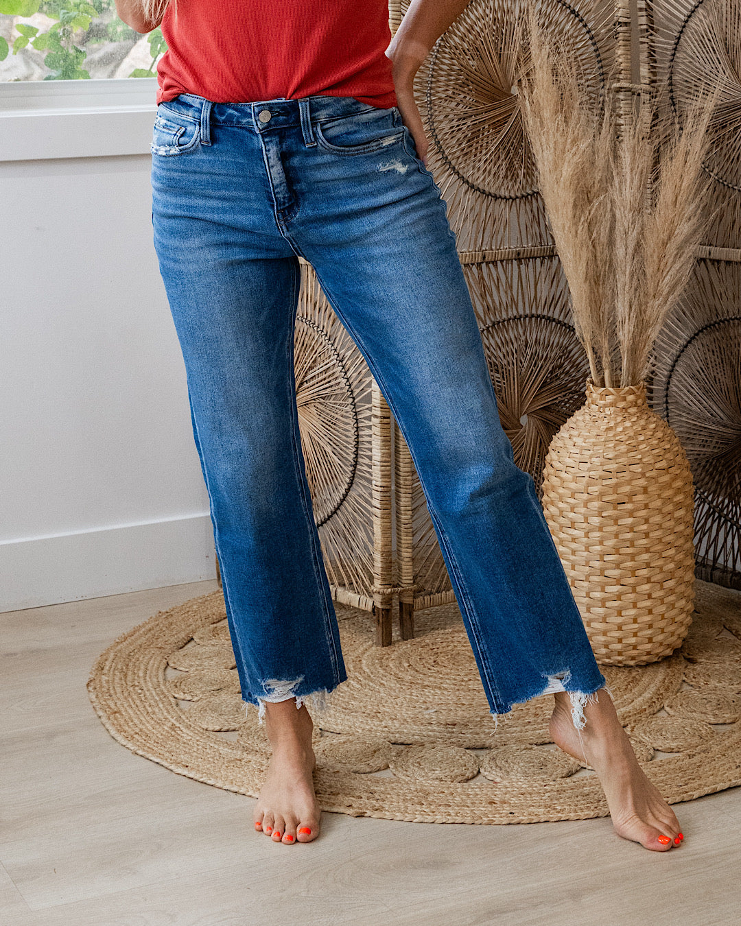 NEW! Lovervet Josie Distressed Hem Straight Jeans