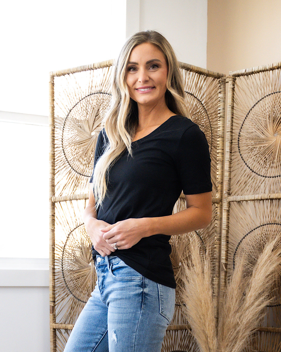 Favorite V Neck Top - Black  Zenana   