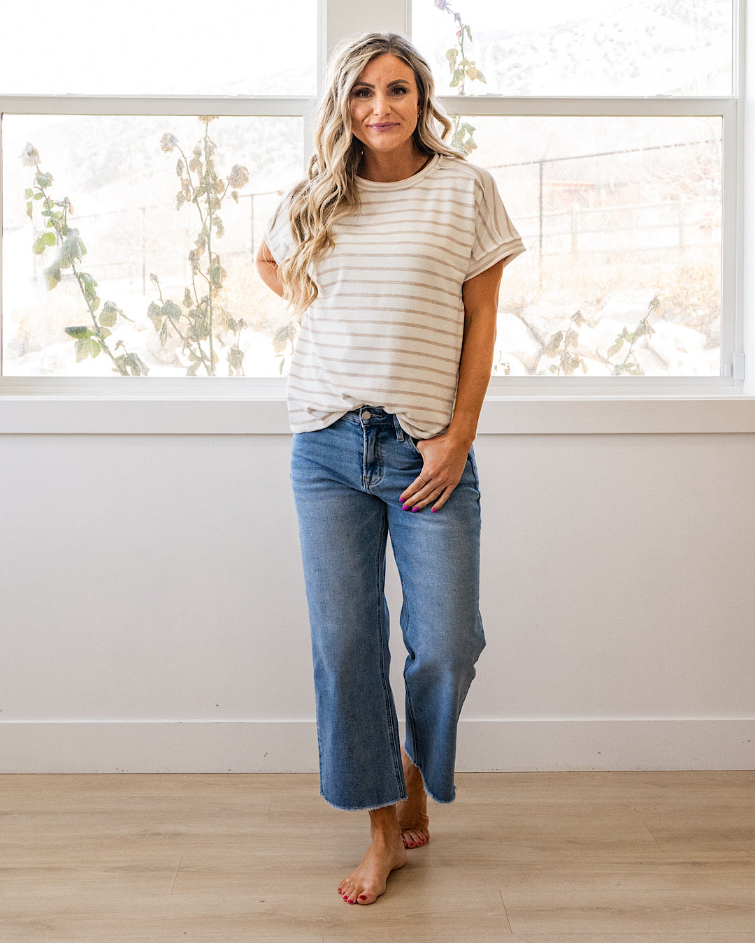 NEW! Madison Striped Top - Mocha