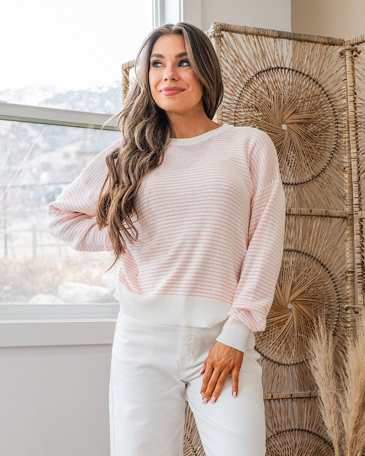 NEW! Lindi Striped Fine Knit Sweater - Peachy Pink Be Cool