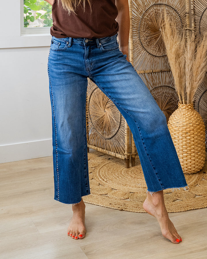 NEW! KanCan Raelynn Studded Wide Leg Jeans