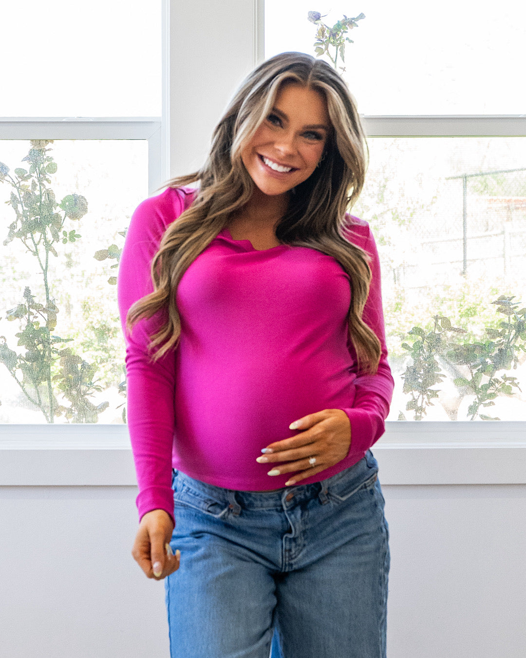 Jess Long Sleeve Knit Scoop Neck Top - Baby Blue