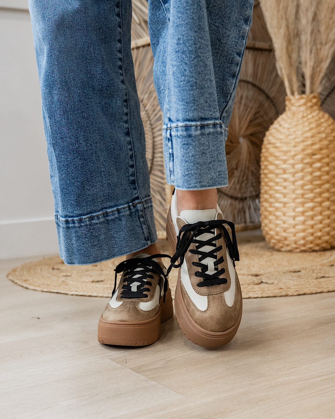 NEW! Corkys Pop Off Platform Sneakers - Tan
