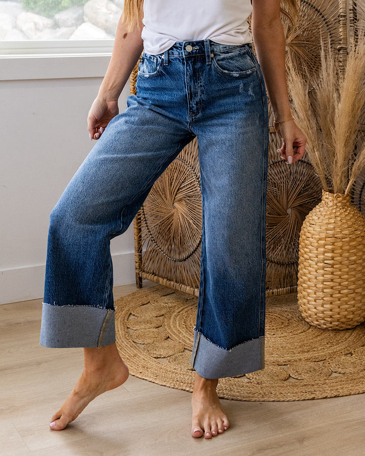 NEW! KanCan Addison Rolled Hem Wide Leg Jeans KanCan