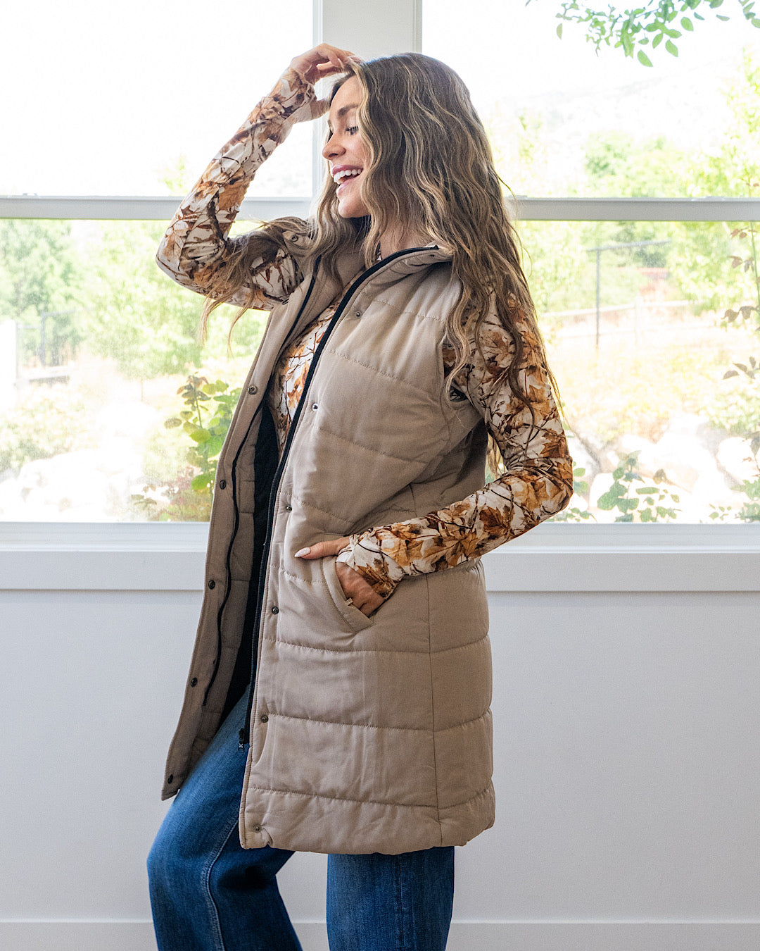 NEW! Harlow Long Vest - Latte