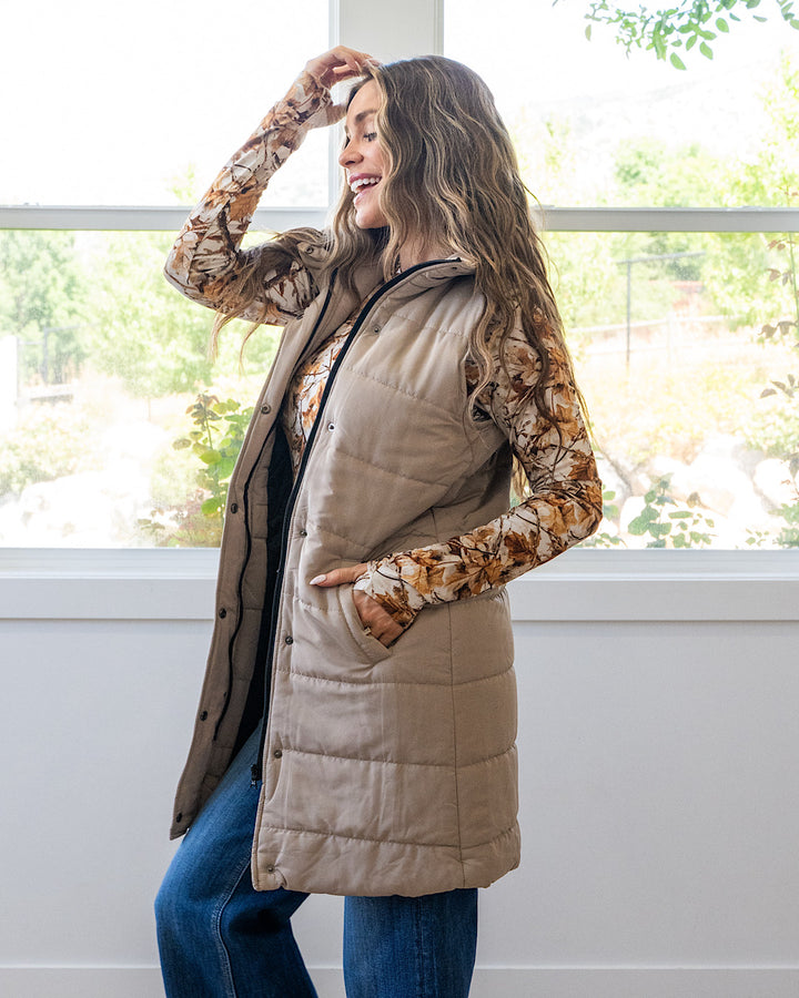 NEW! Harlow Long Vest - Latte