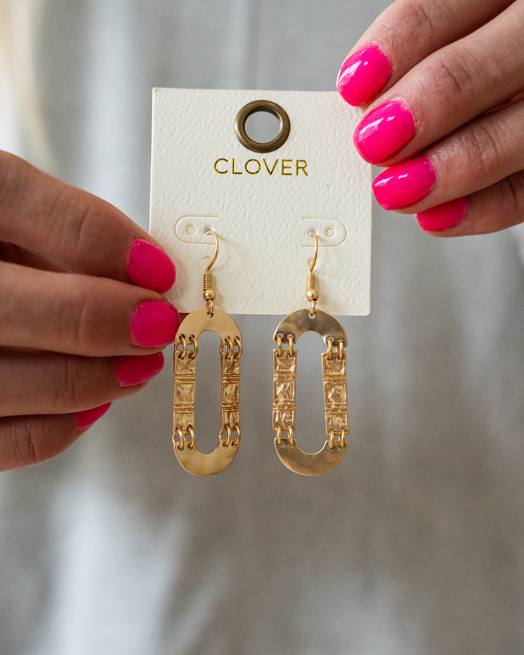 NEW! Textured Metal Geometric Dangle Earrings - Gold