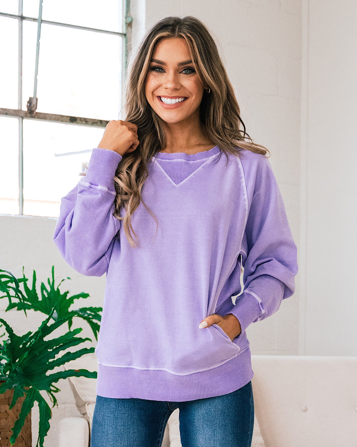 Girlfriend Crewneck Sweatshirt - Bright Lavender  Zenana   