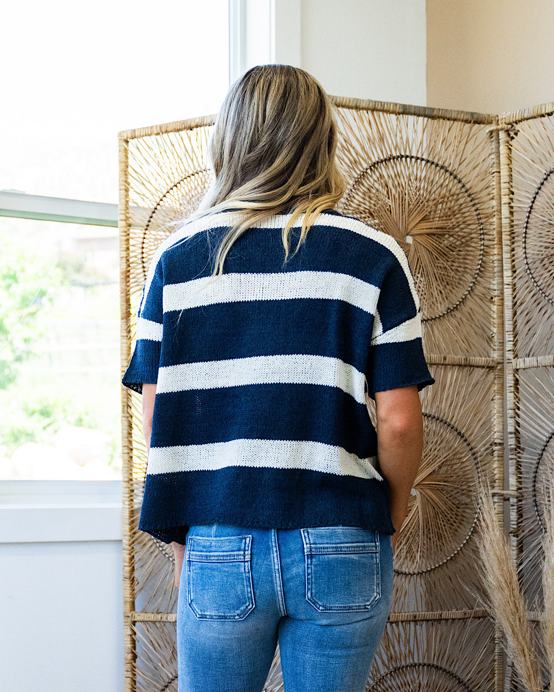 Gotta Have Striped Short Sleeve Sweater - Navy  Wishlist   