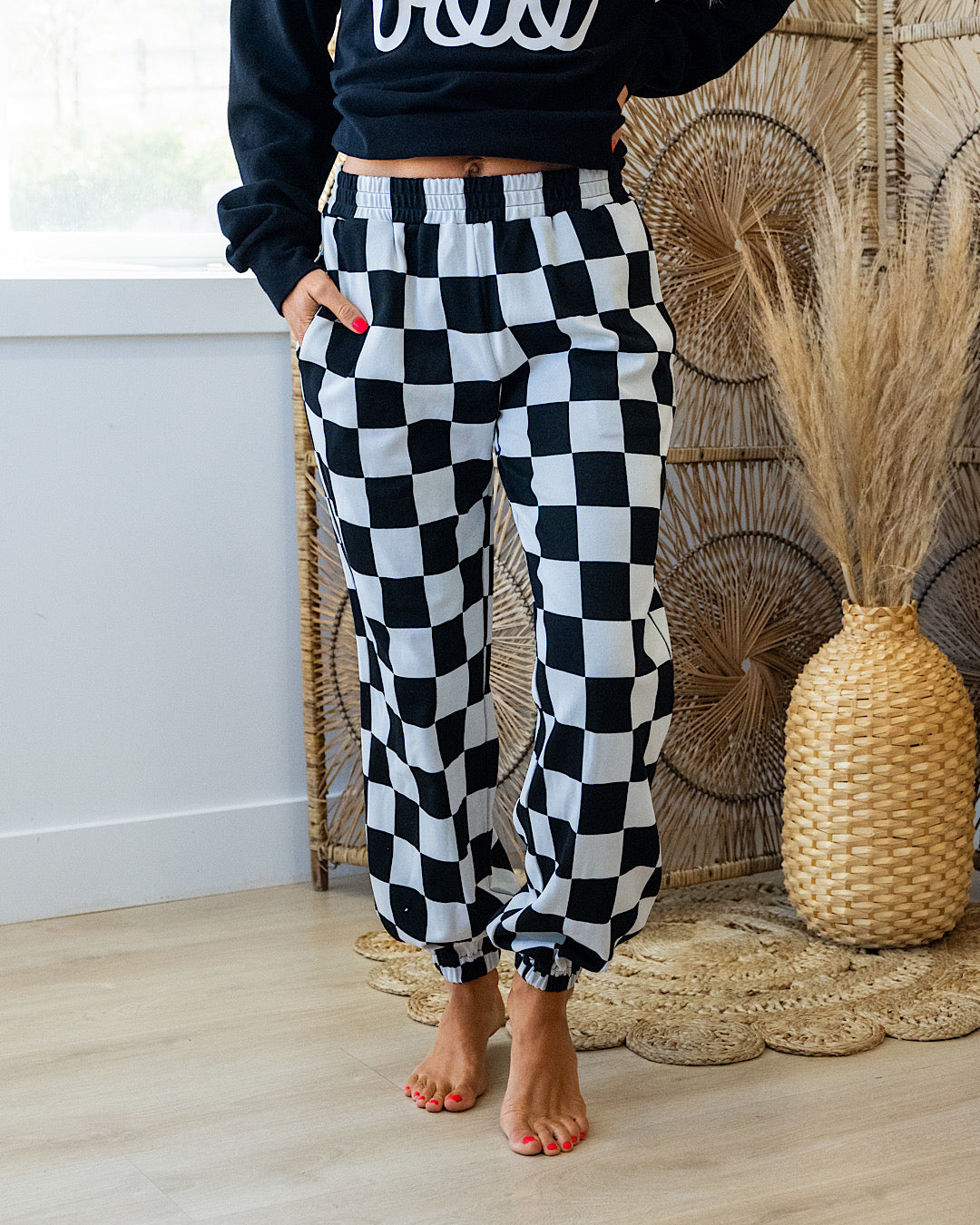 NEW! Ampersand Ave Black Jack Checkered Joggers  Ampersand Ave   