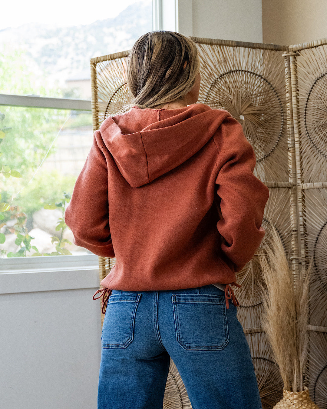 NEW! Brynn Drawstring Hem Zip Up Sweater Hoodie - Copper Staccato
