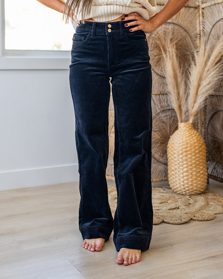 Judy Blue Black Corduroy Trouser Wide Leg Jeans Judy Blue