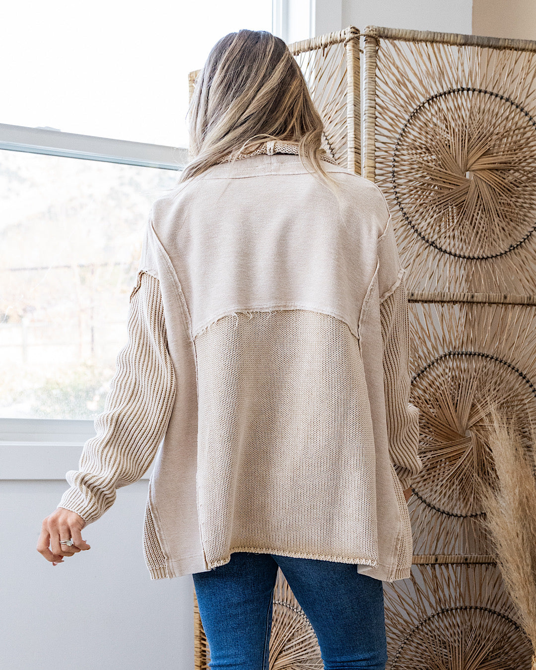 NEW! Beth Vintage Knit Grandpa Cardigan - Khaki Easel