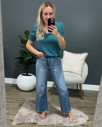 Vervet Rowan Non Distressed Wide Leg Crop Jeans  Vervet   