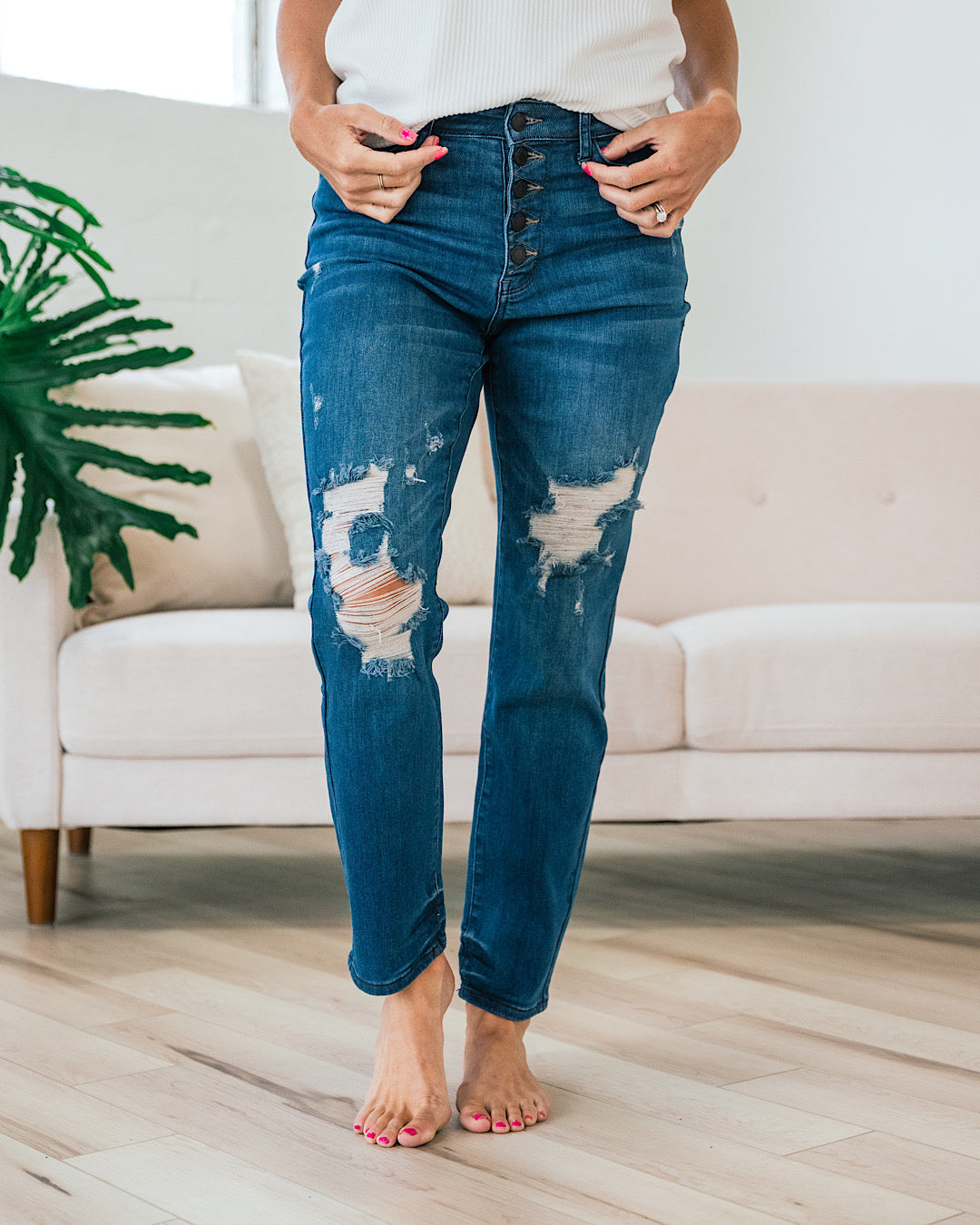 Judy Blue Darby Button Up Boyfriend Jeans  Judy Blue   