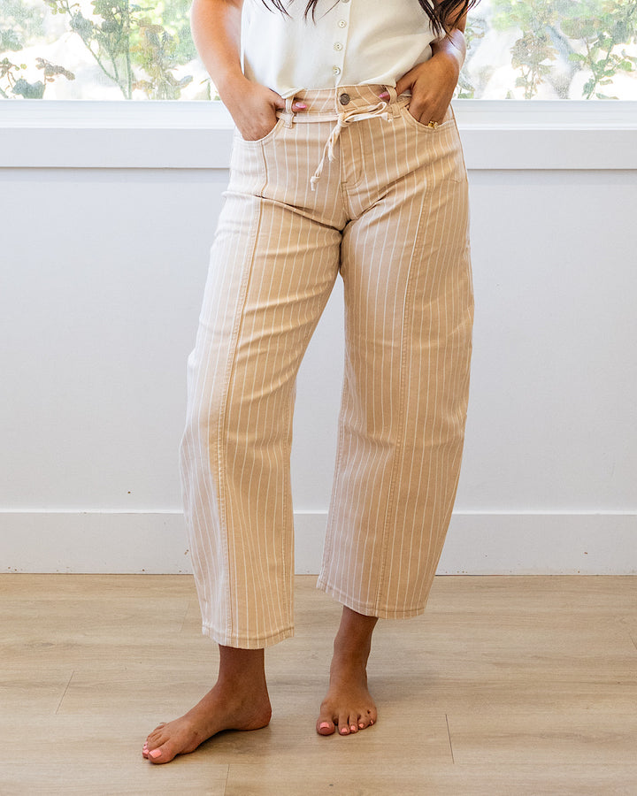 NEW! Lovervet Della Striped Barrel Jeans - Sand
